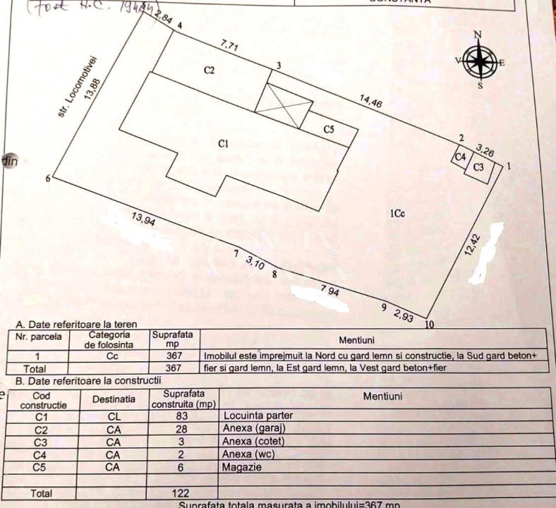 Casa 2 camere, garaj,Medeea, teren 370 mp, deschidere 14 ml