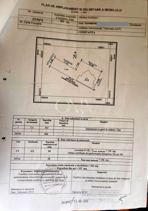 Vila P+ 1 ,Zona Medeea spre Cet , teren 360 mp