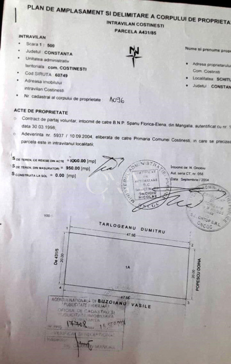 teren intravilan Schitu, Costinesti 1000 mp